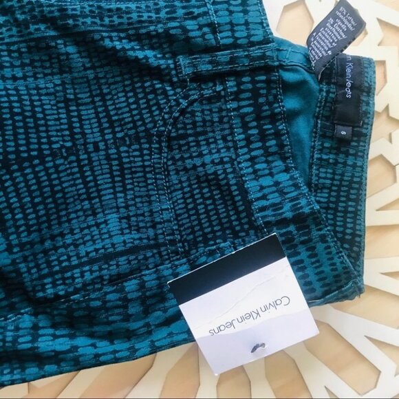 Calvin Klein jeans a black Nad Green Animal Print Skinny Jean Pants Woman size 6 - Picture 6 of 16